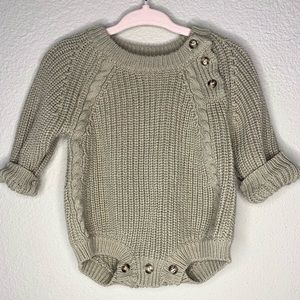 Addison Knit Romper - Khaki Green